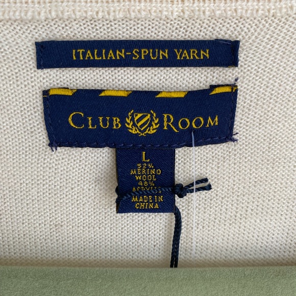 mens sweater Lightweight Merino Wool Mix V-Neck Sweater Large NWT - Picture 4 of 6